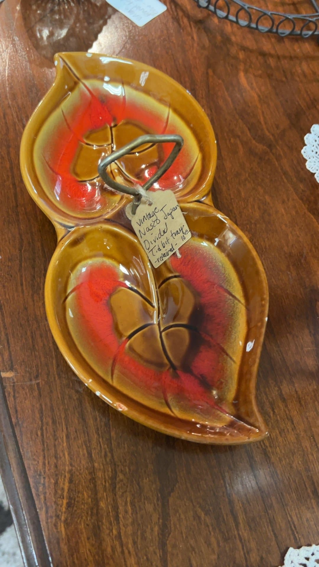 Vintage Nasco Japan Divided Leaf Tidbit Tray - Image 1