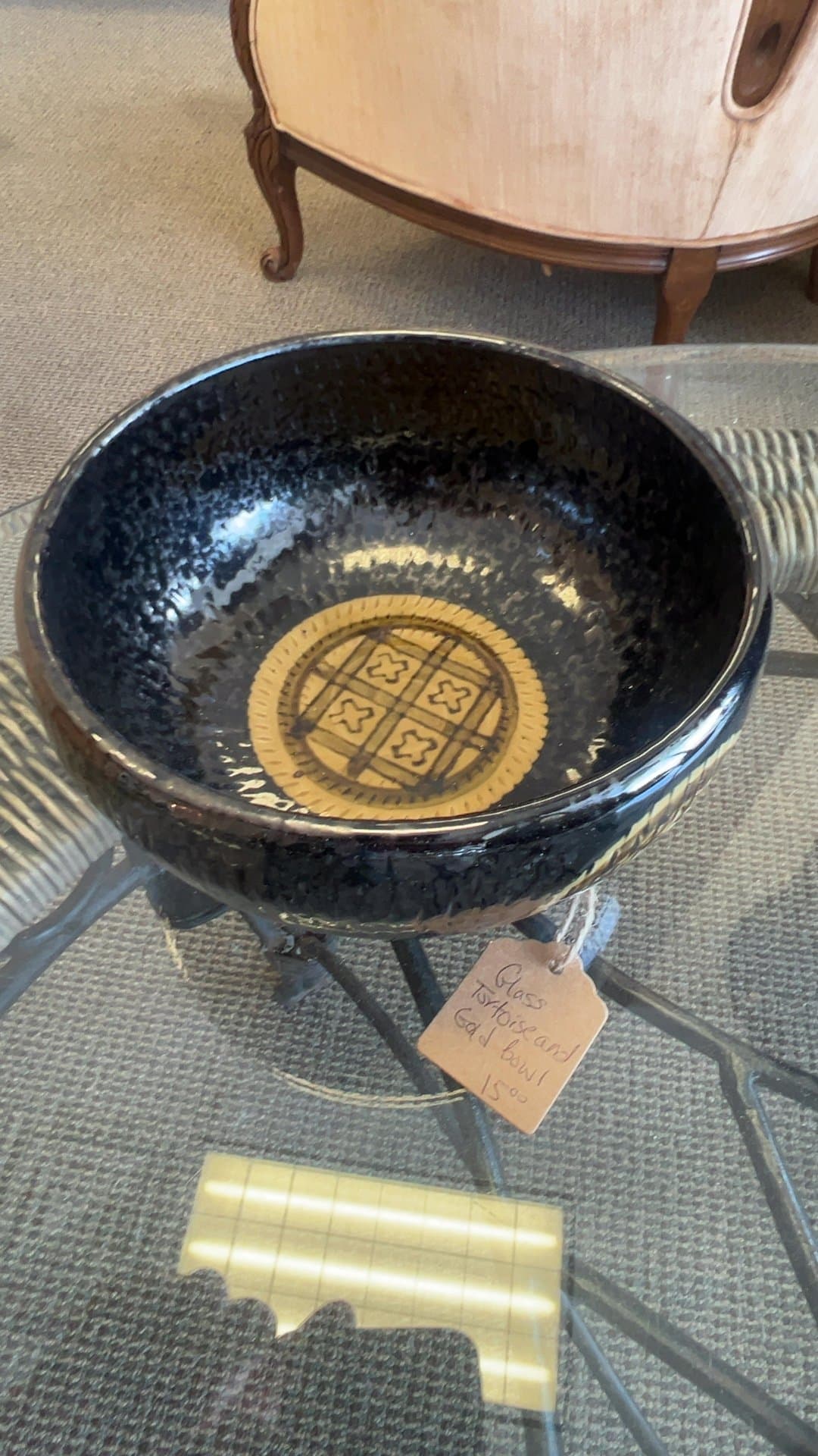 Black and Gold Decorative Ceramic Bowl - Image 1