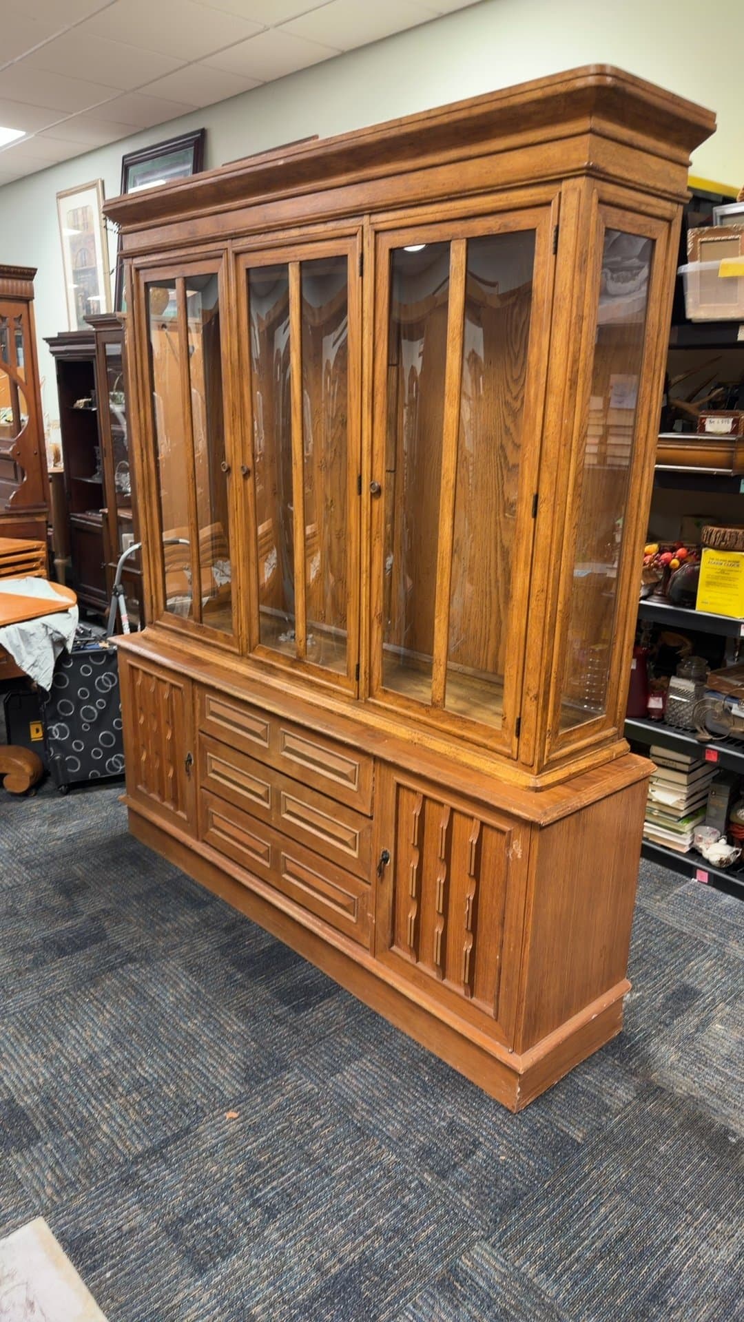 Wooden Display Cabinet with Glass Doors - Image 1