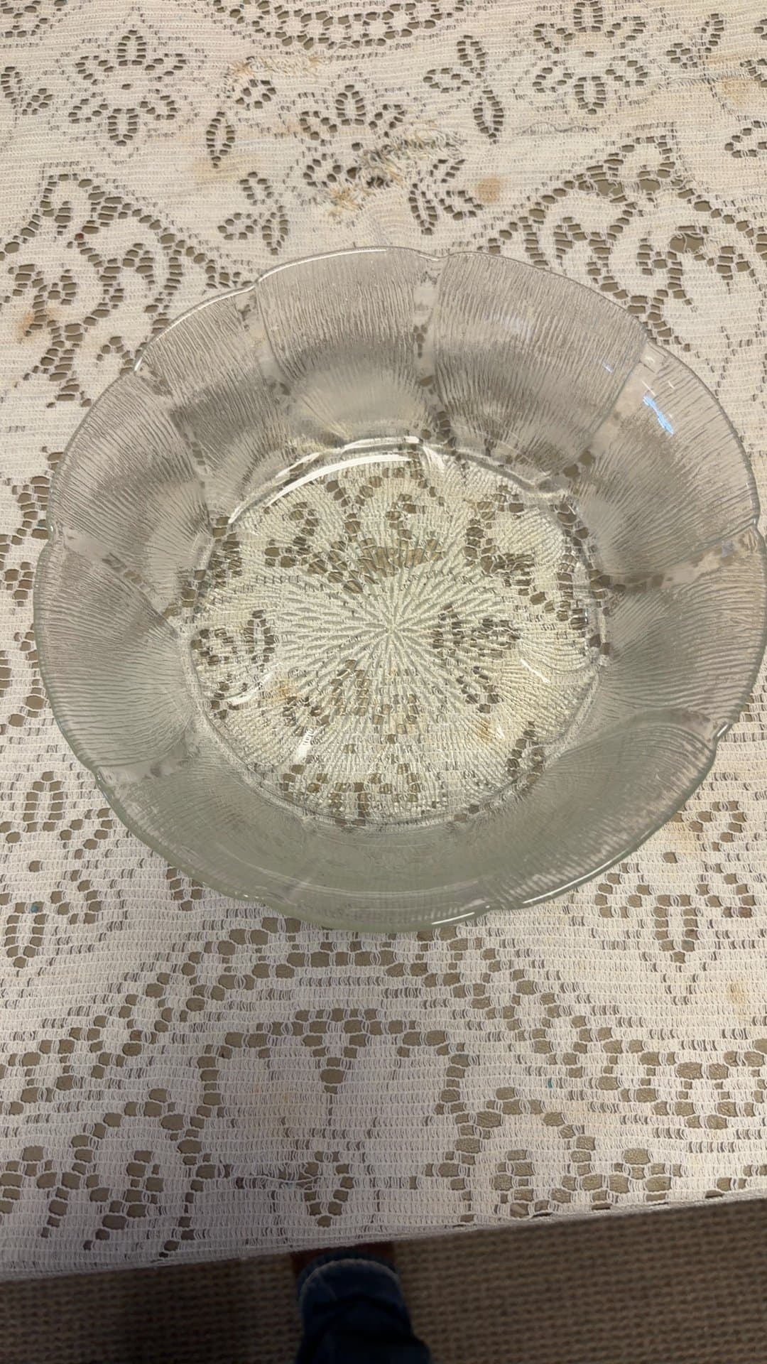 Vintage Clear Glass Serving Bowl - Image 1