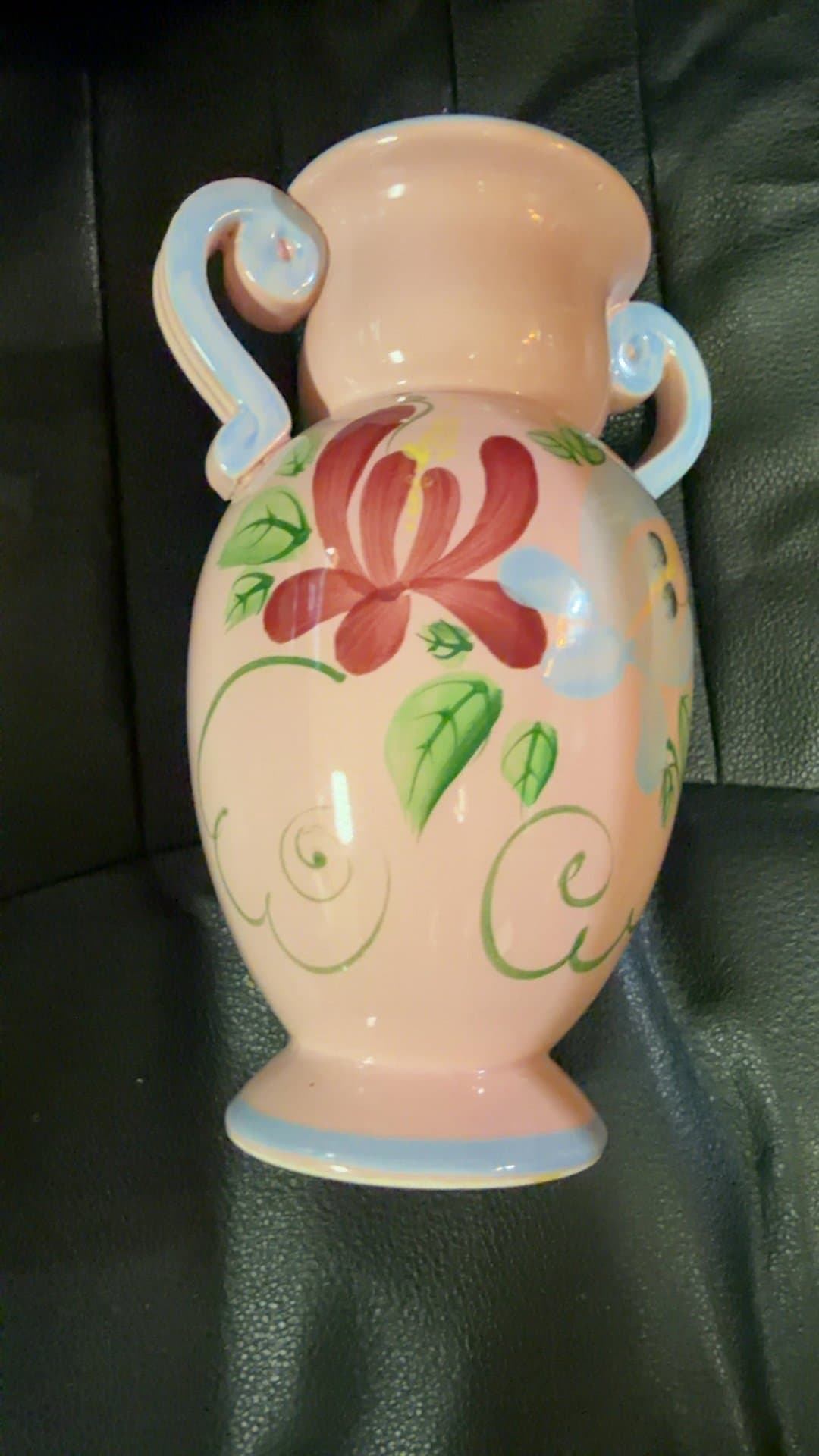 Hand-Painted Ceramic Vase with Floral Design - Image 1
