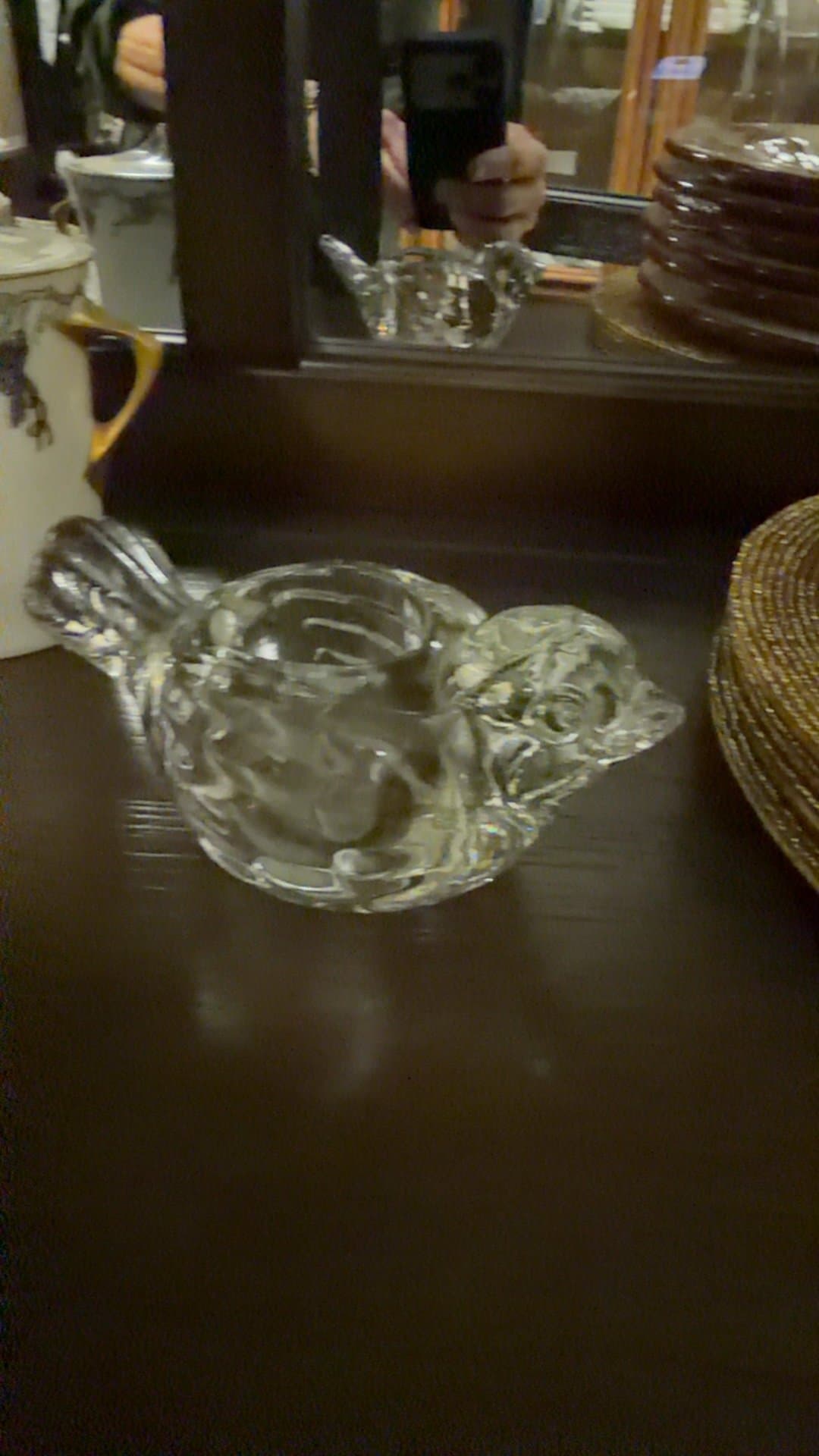 Crystal Bird Figurine Indiana Glass votive holder - Image 1