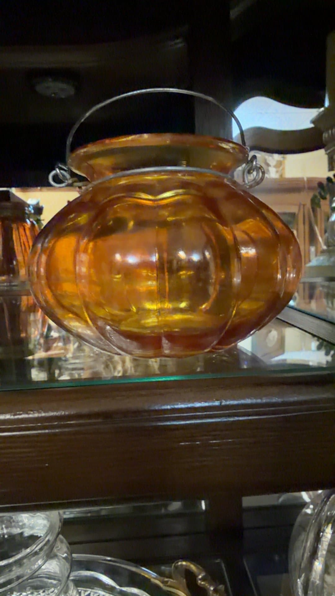 Glass Pumpkin-Shaped candle holder - Image 1