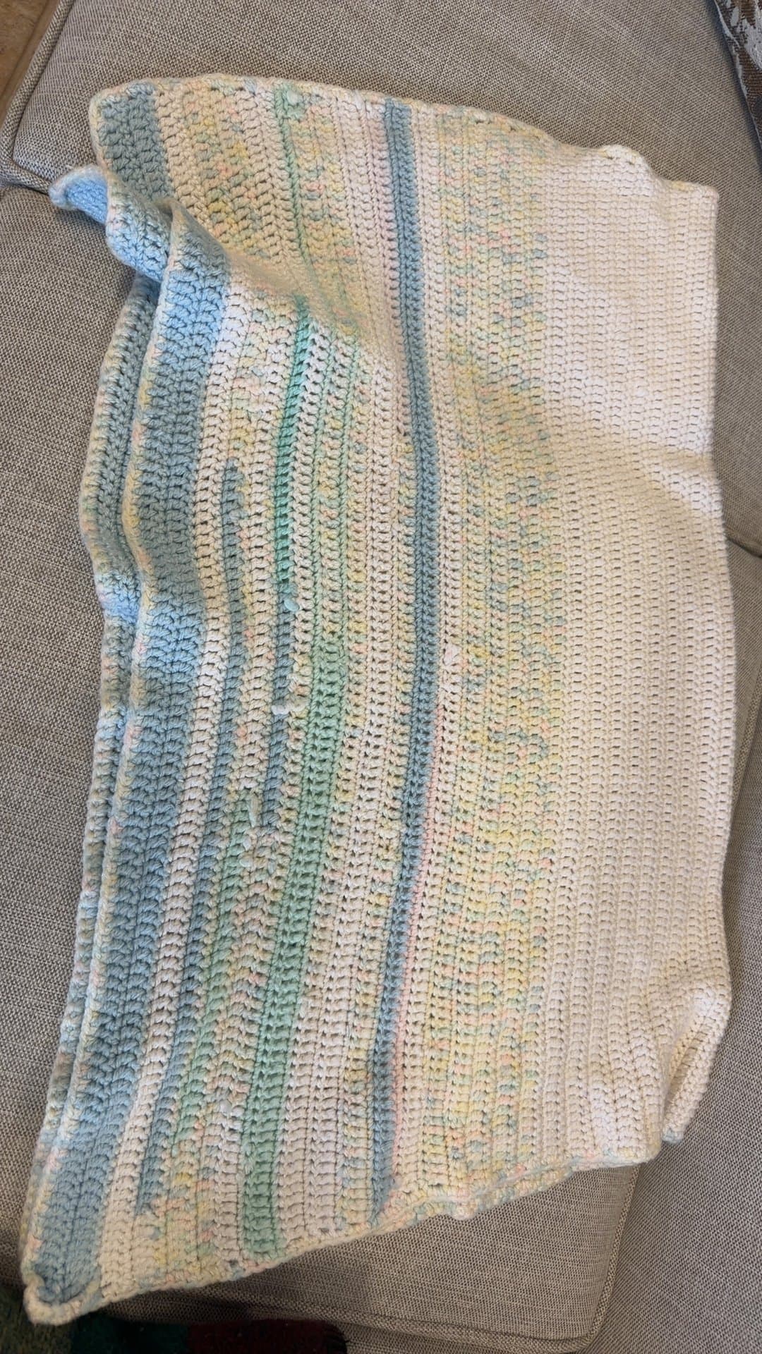 Handmade Crocheted Pastel Baby Blanket - Image 1