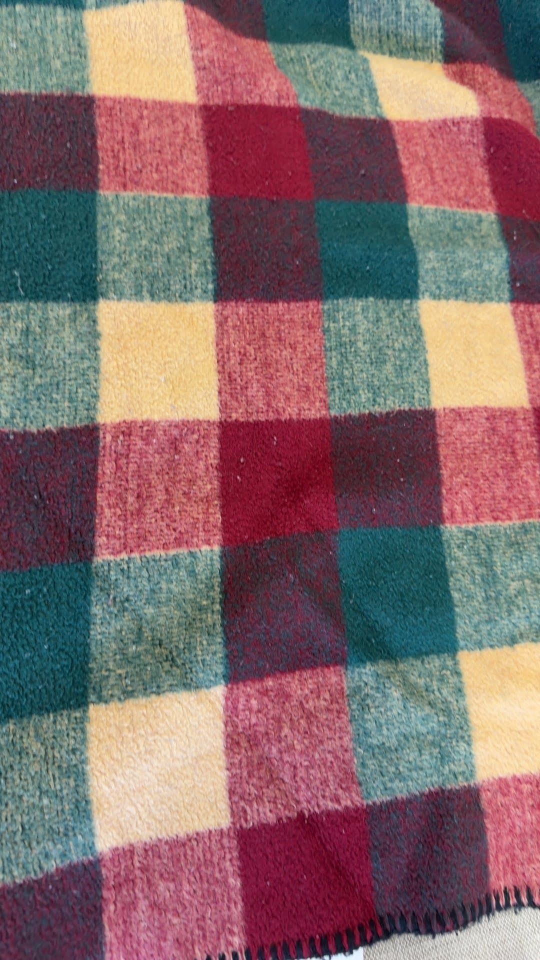 Vintage Biederlack Aurora Plaid Fleece Throw Blanket - Image 1