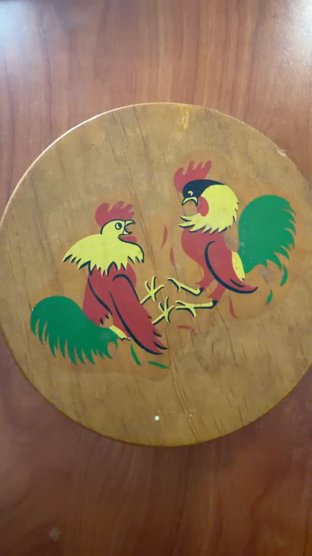1950's 60's Food Press with Wooden Fighting Roosters - Image 1