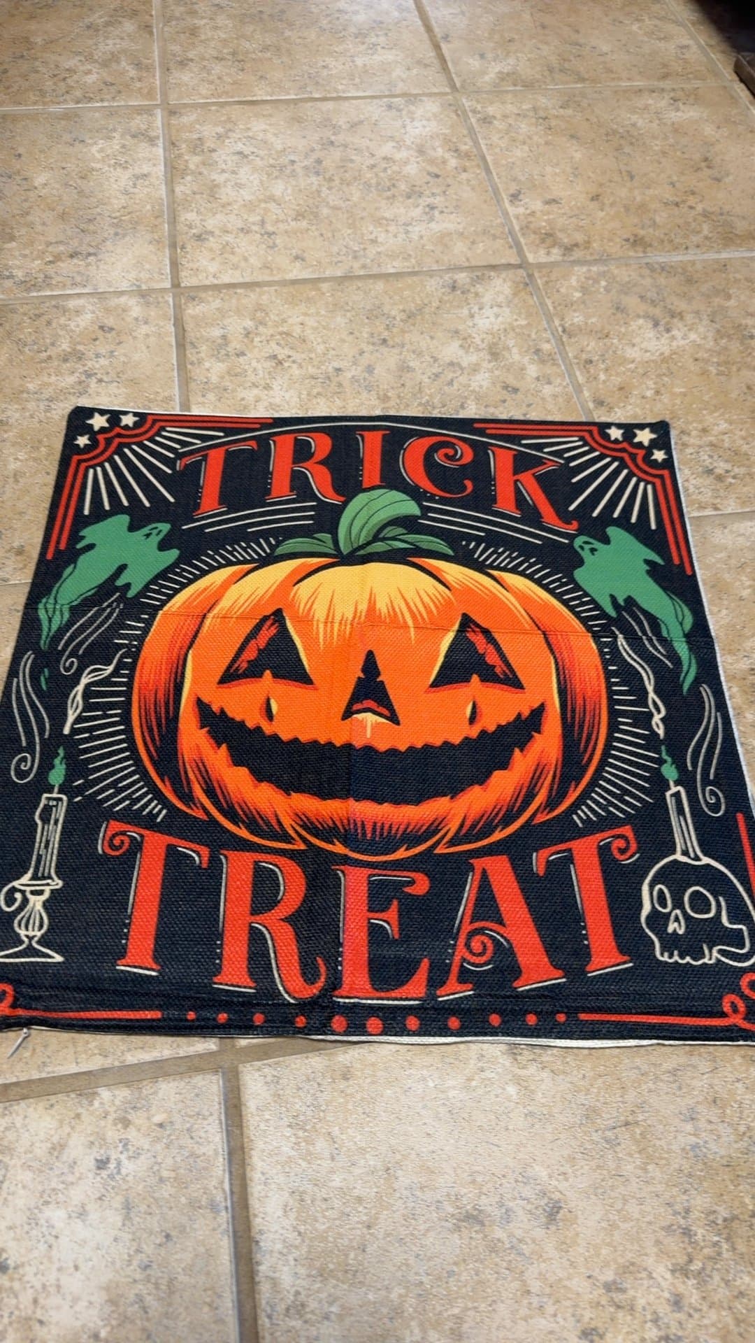 Halloween Trick or Treat Jack-o'-Lantern Pillow Cover - Image 1