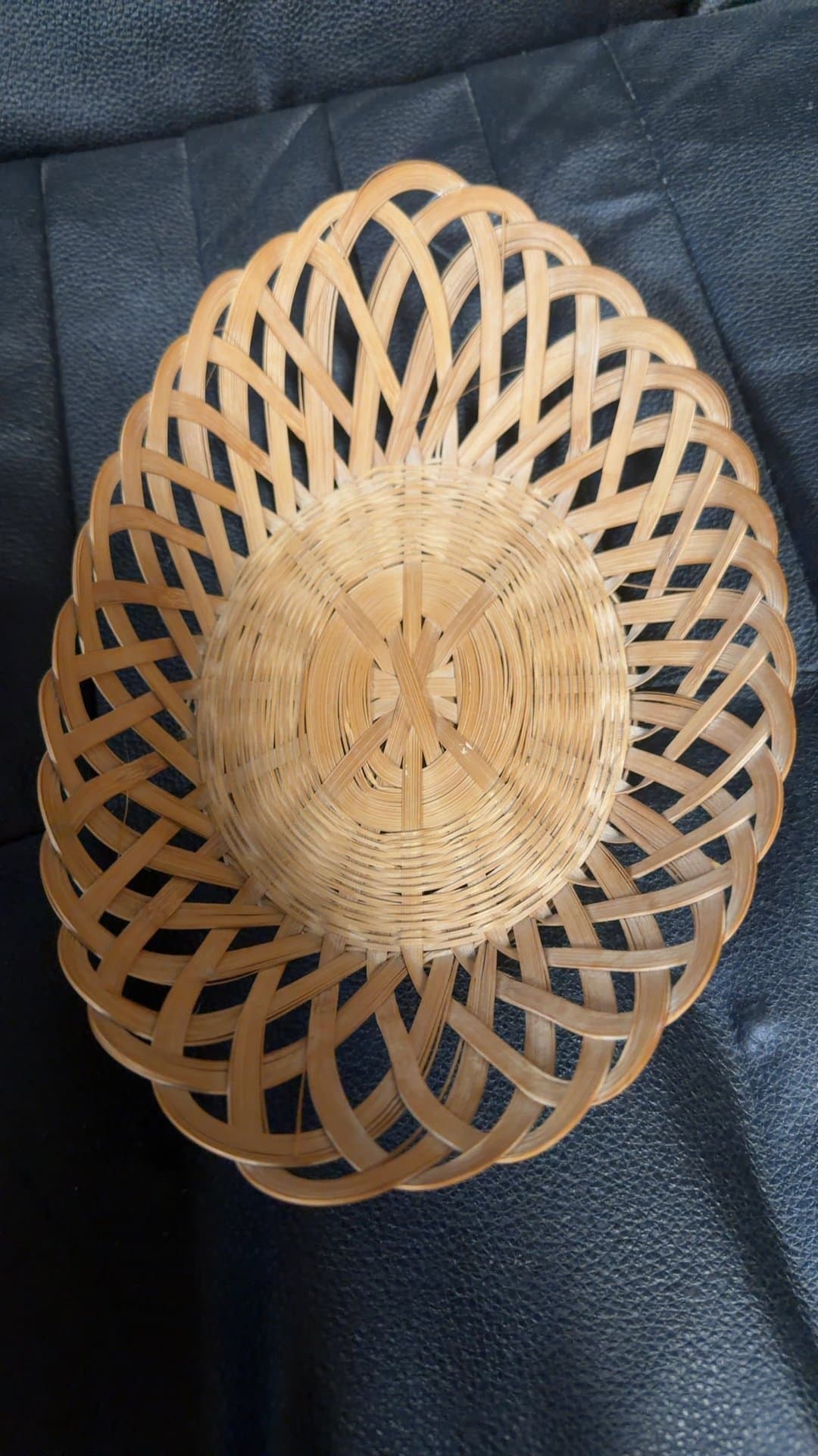 Woven Bamboo Open Lattice Fruit Basket Bowl - Image 1