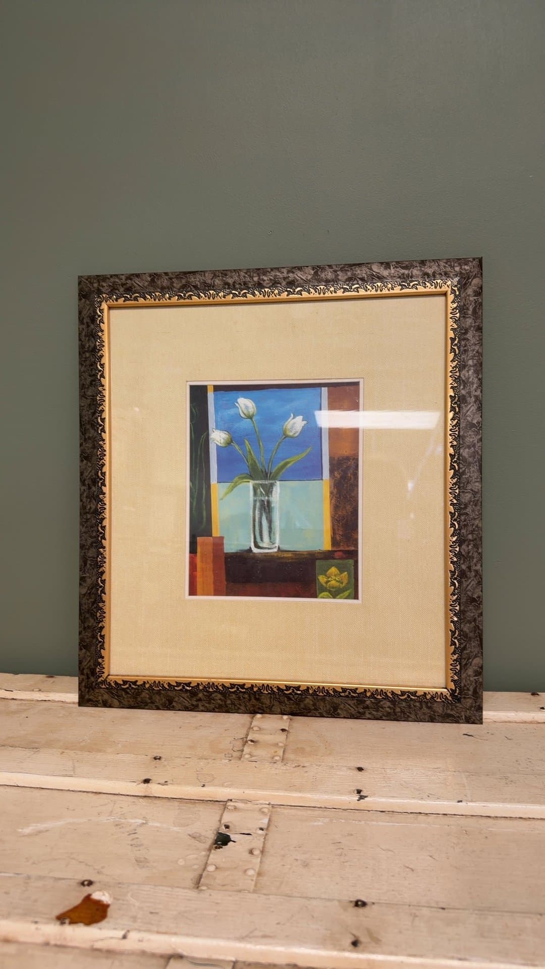 Framed Floral Painting - Image 1