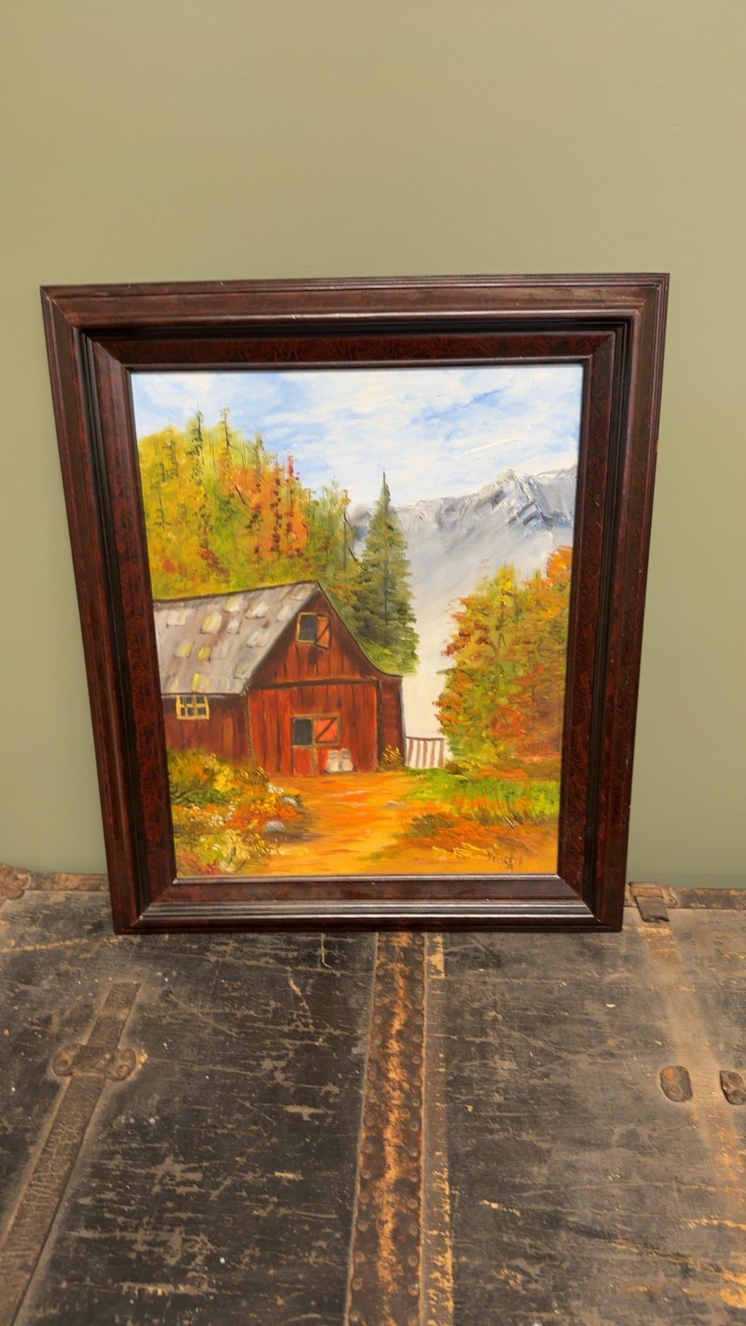 Framed Landscape Oil Painting - Image 1