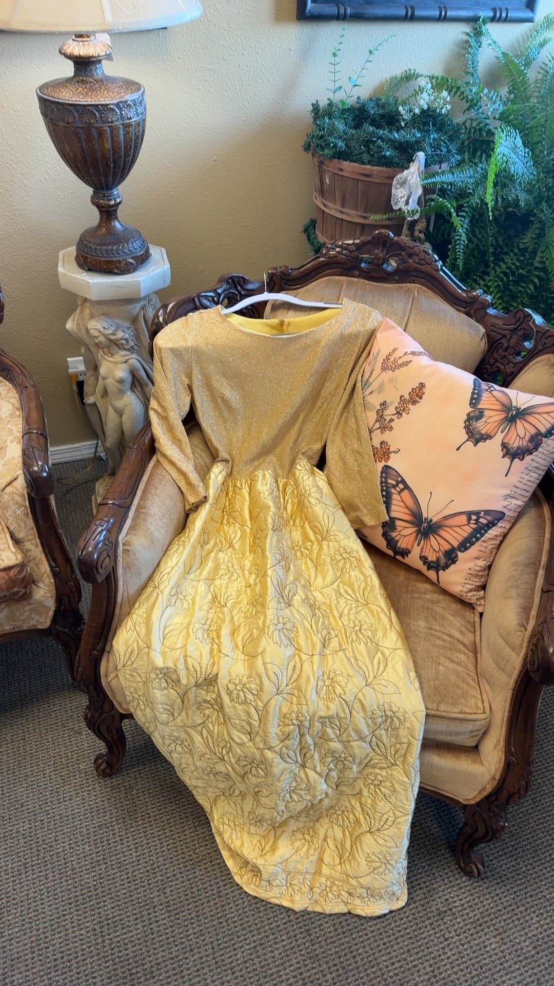 Vintage Gold and Yellow Dress - Image 1