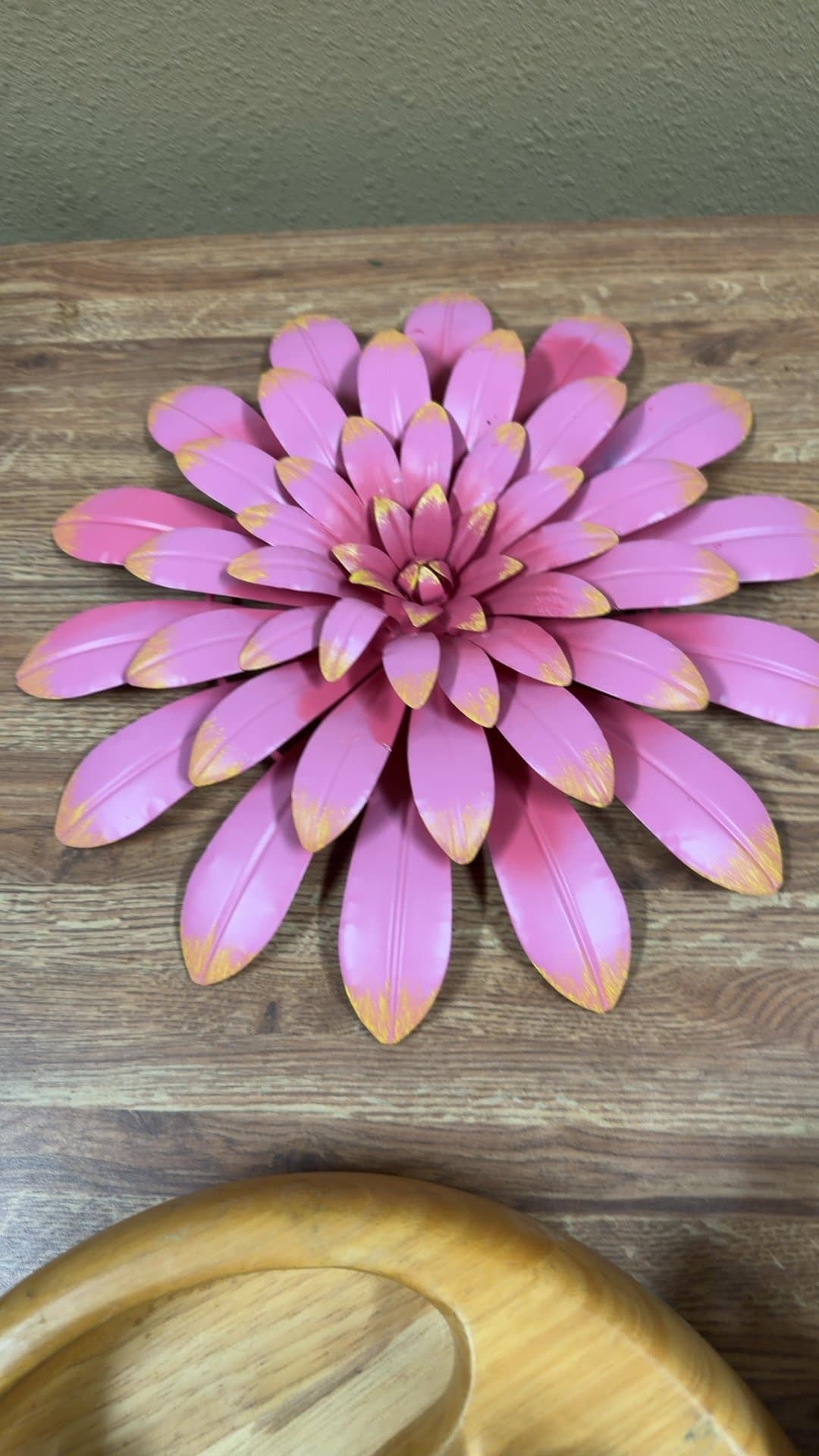 Pink Metal Flower Wall Decor - Image 1