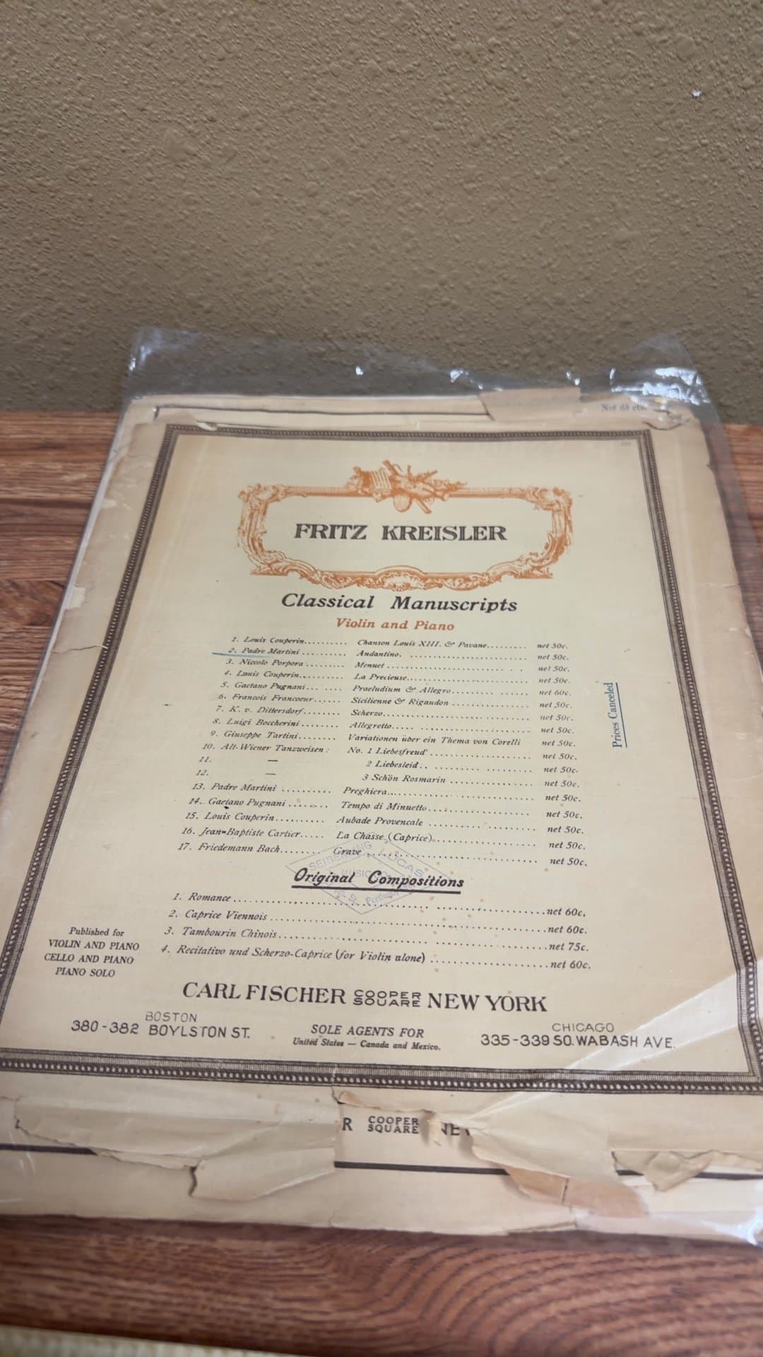Fritz Kreisler Classical Manuscripts for Violin and Piano - Image 1