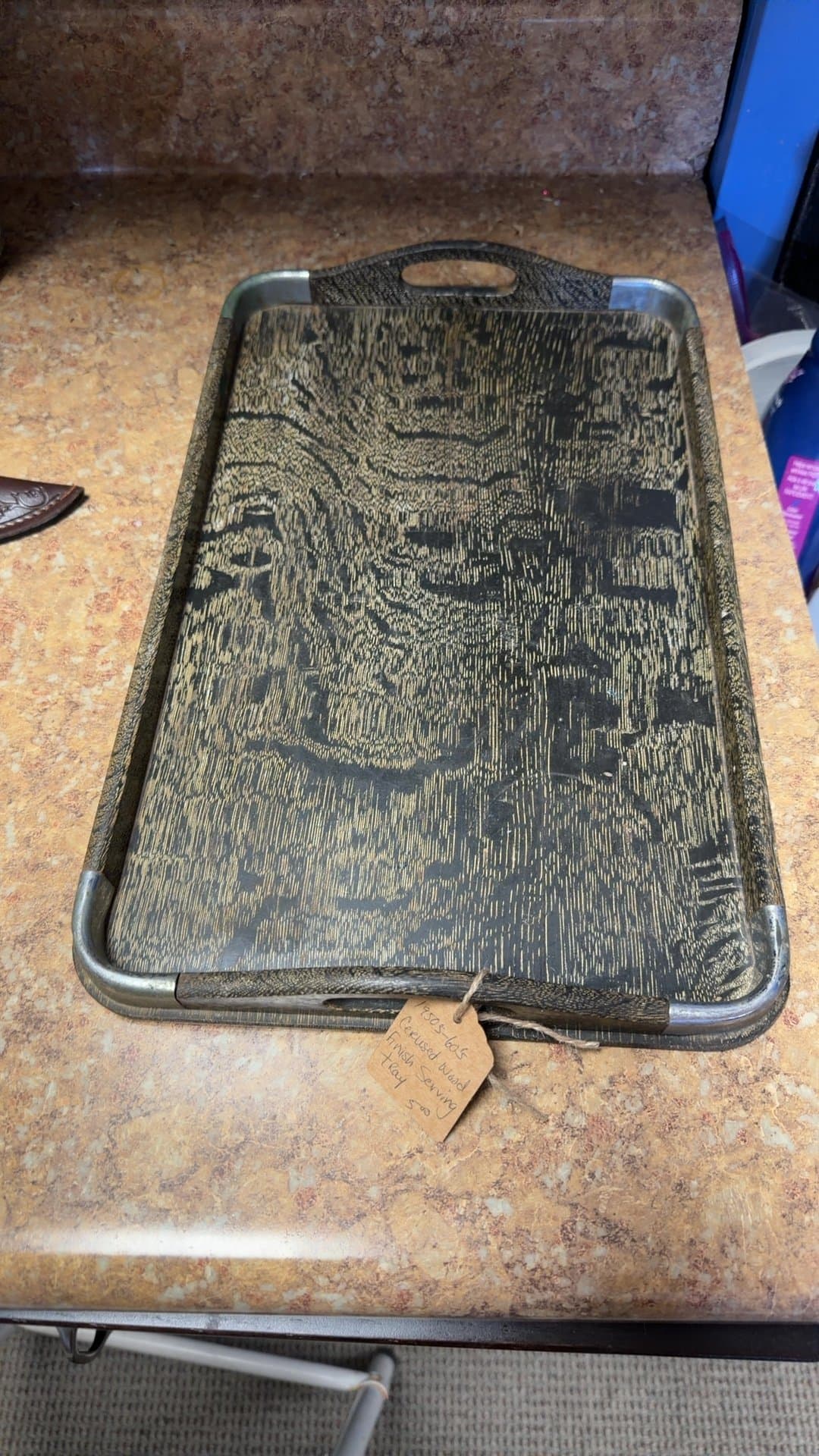 1950s-60s Cerused Wood Finish Serving Tray - Image 1
