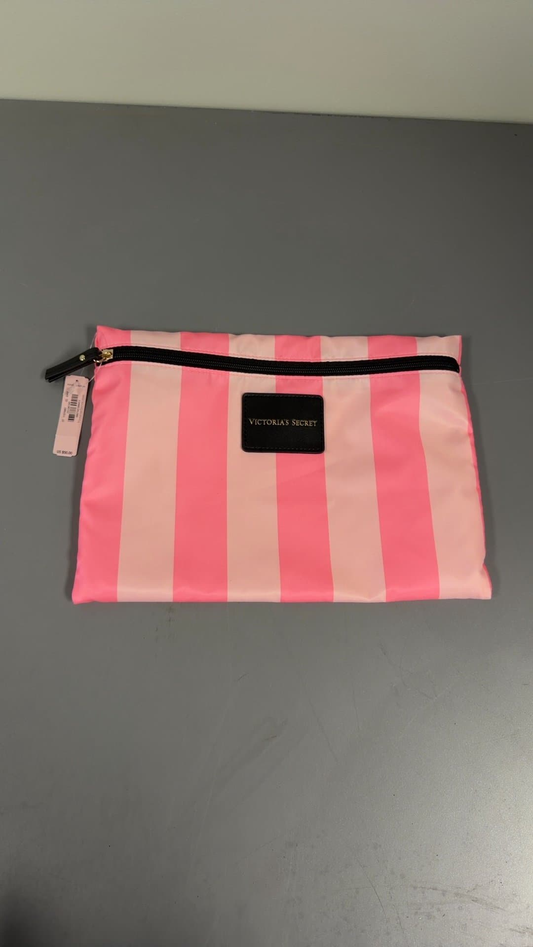 Victoria's Secret Pink Striped Cosmetic Travel Pouch - Image 1