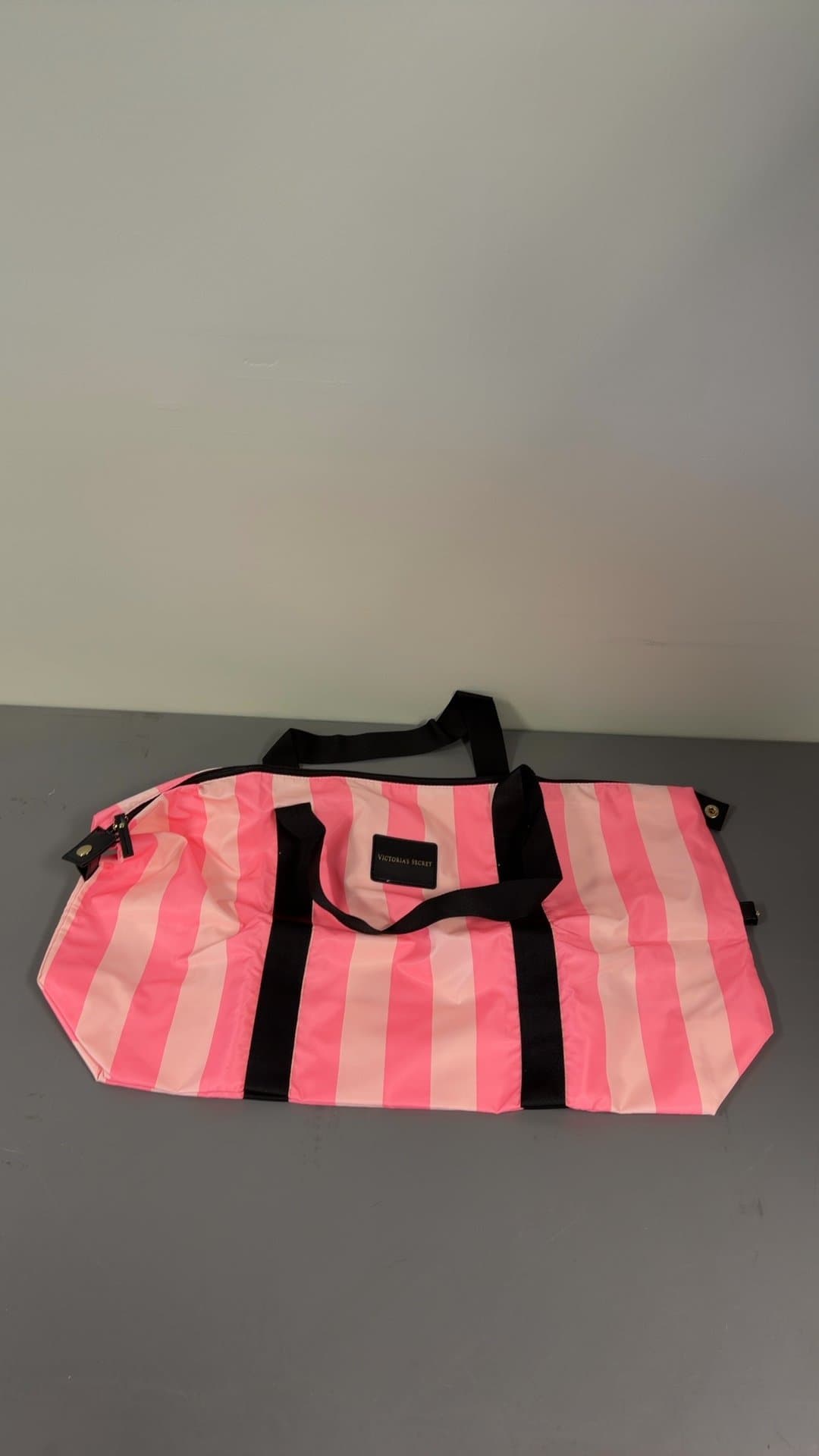 Victoria's Secret Pink Striped Duffle Bag - Image 1