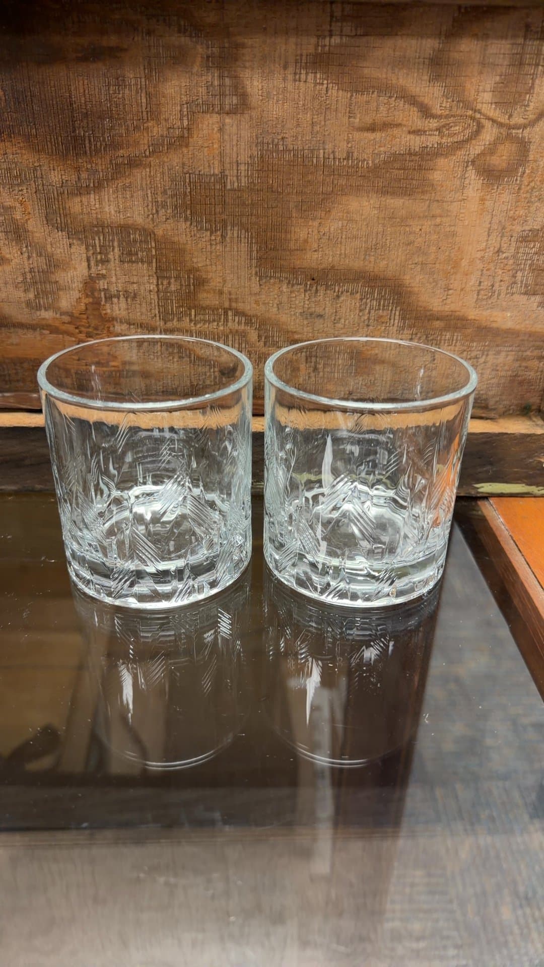 Set of Two Etched Glass Tumblers - Image 1