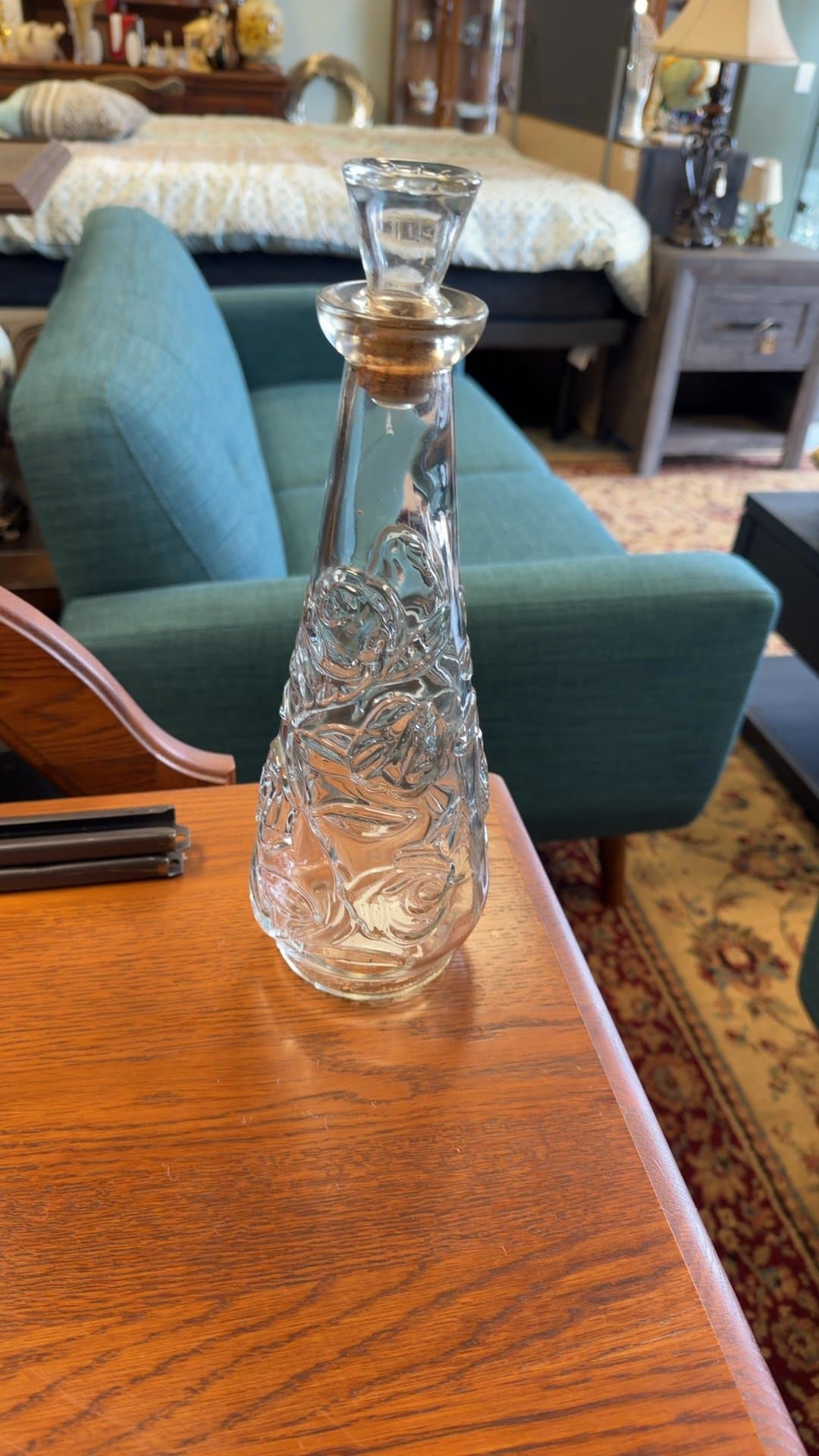 Vintage Glass Decanter with Stopper - Image 1
