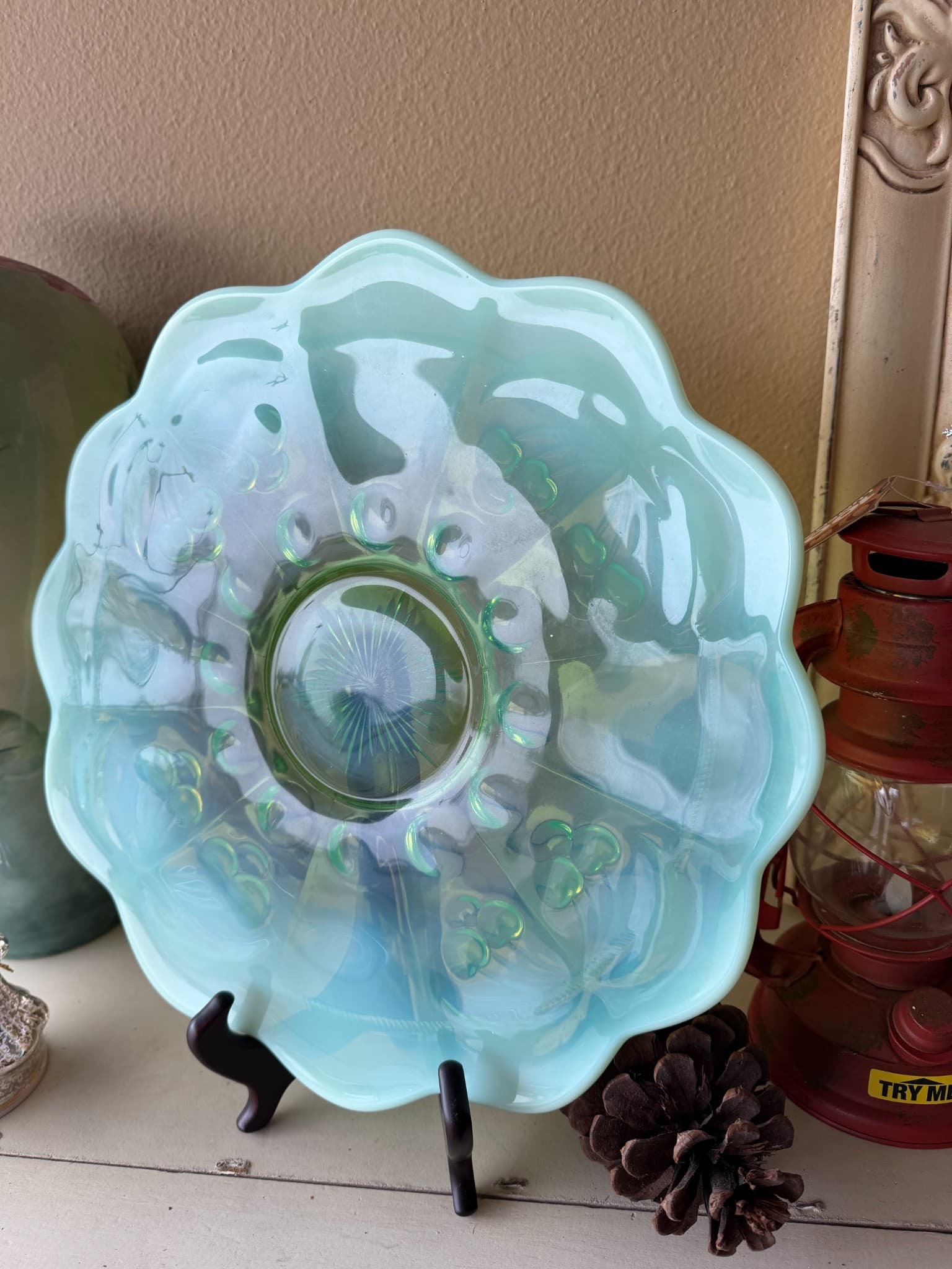 Vintage Opalescent Glass Plate - Image 1
