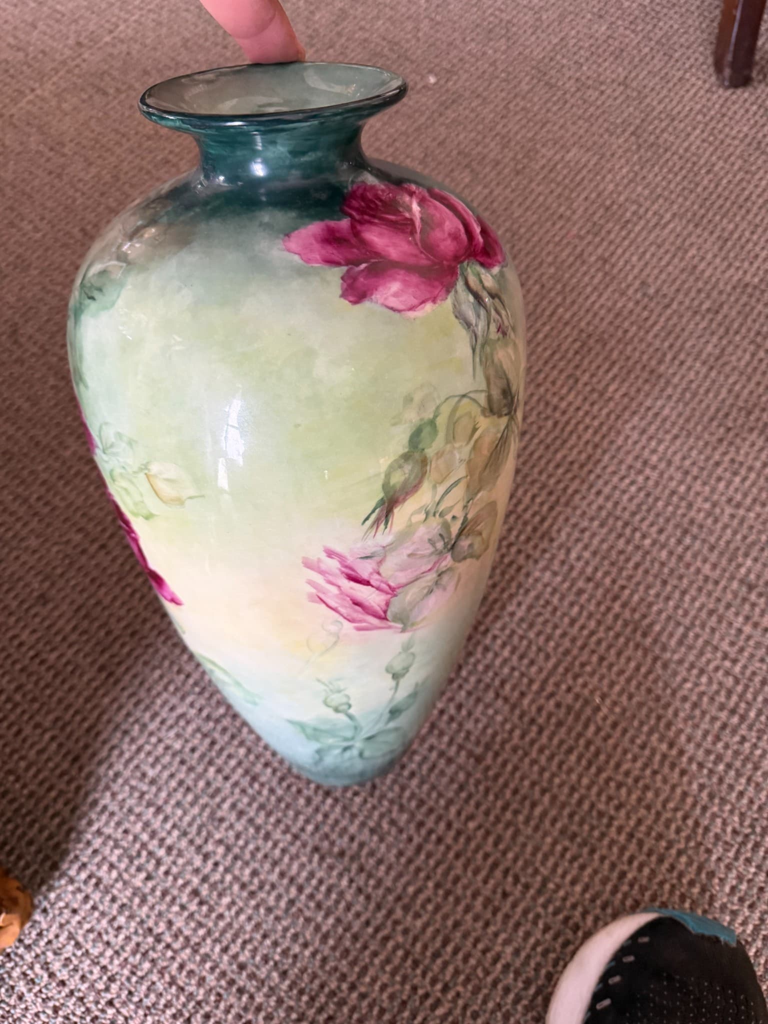 Hand-Painted Floral Porcelain Vase - Image 1