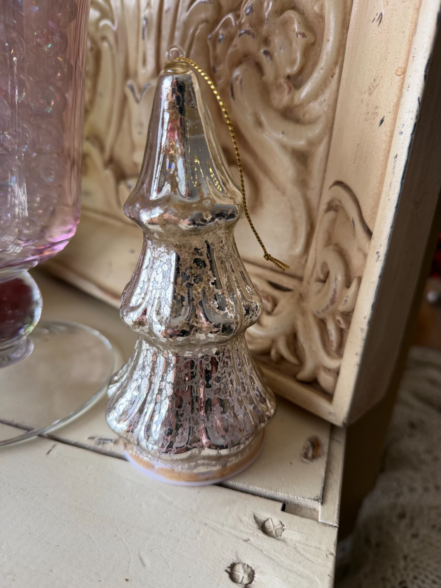 Mercury Glass Christmas Tree Ornament - Image 1