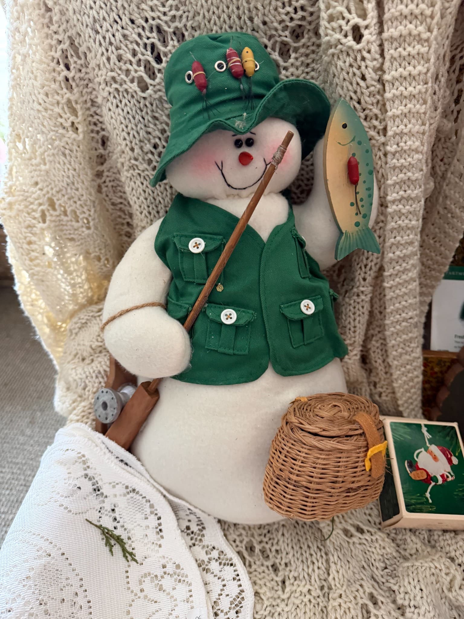 Fishing Snowman Plush Decoration - Image 1