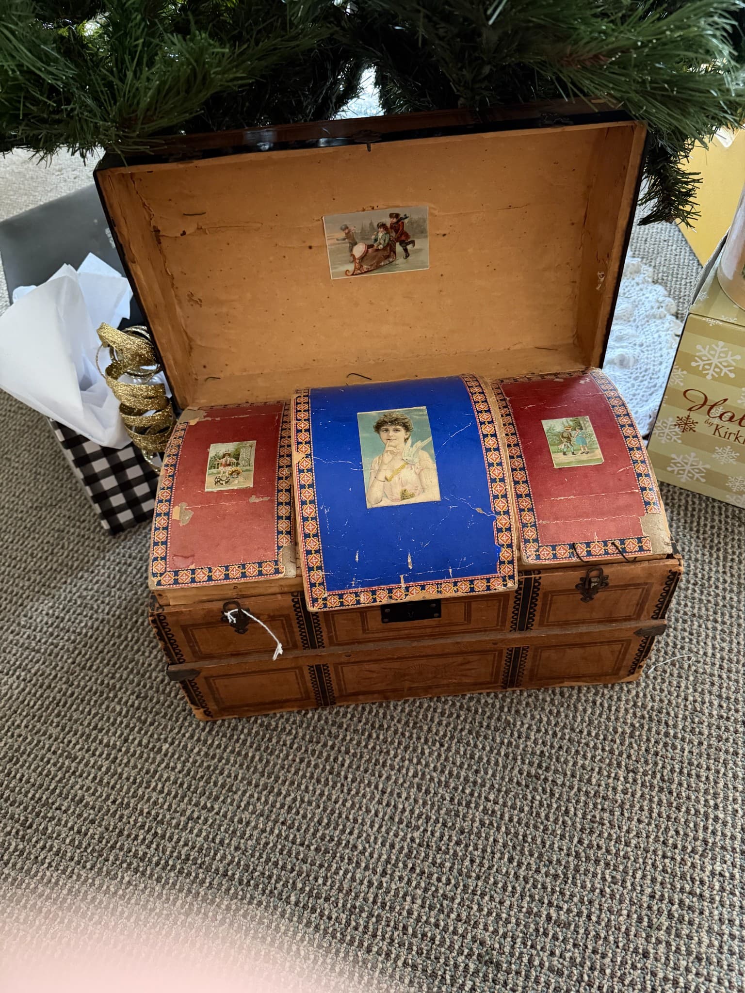 Vintage Decorative Wooden Trunk - Image 1