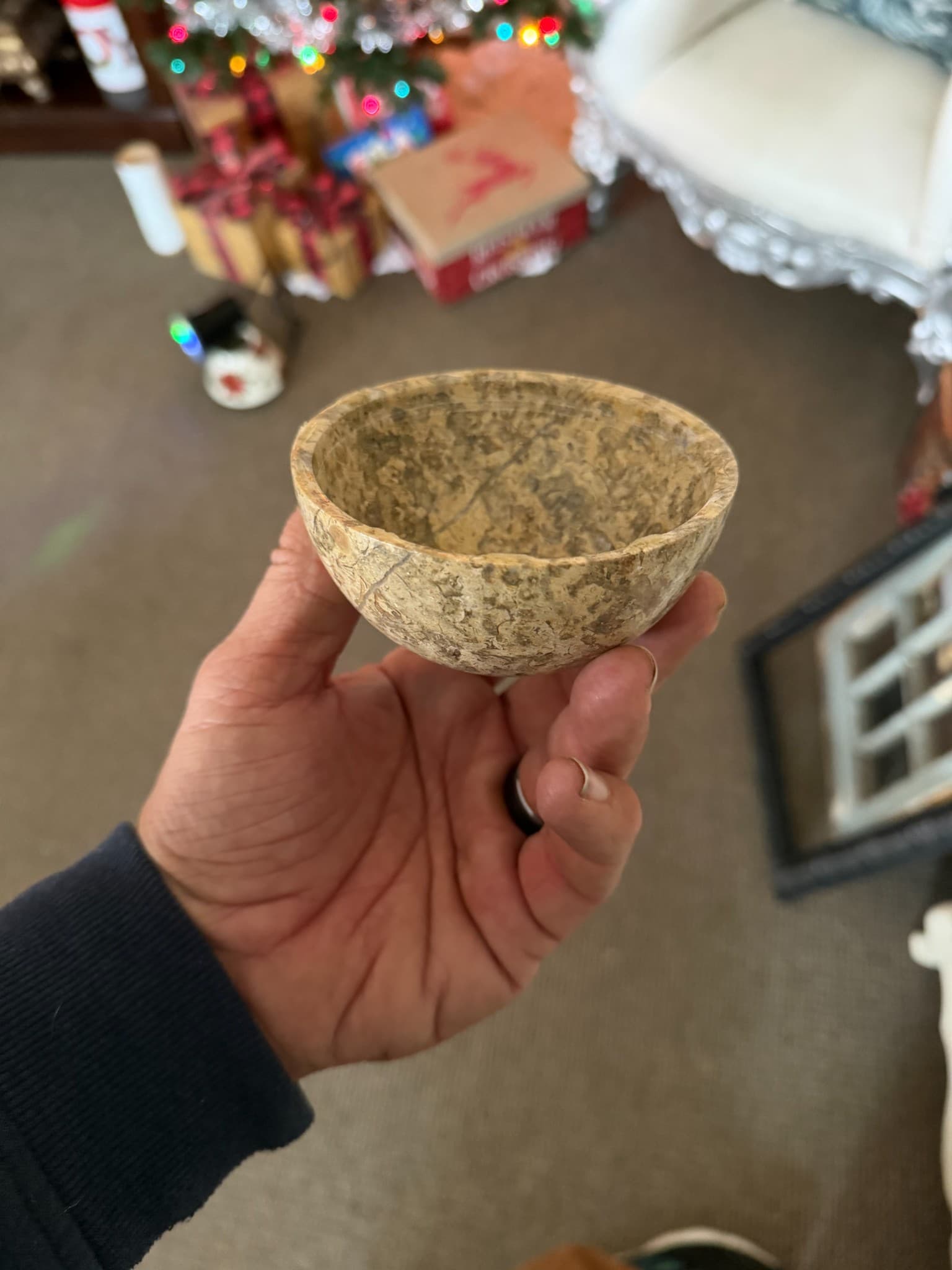 Vintage Stone Carved Bowl - Image 1