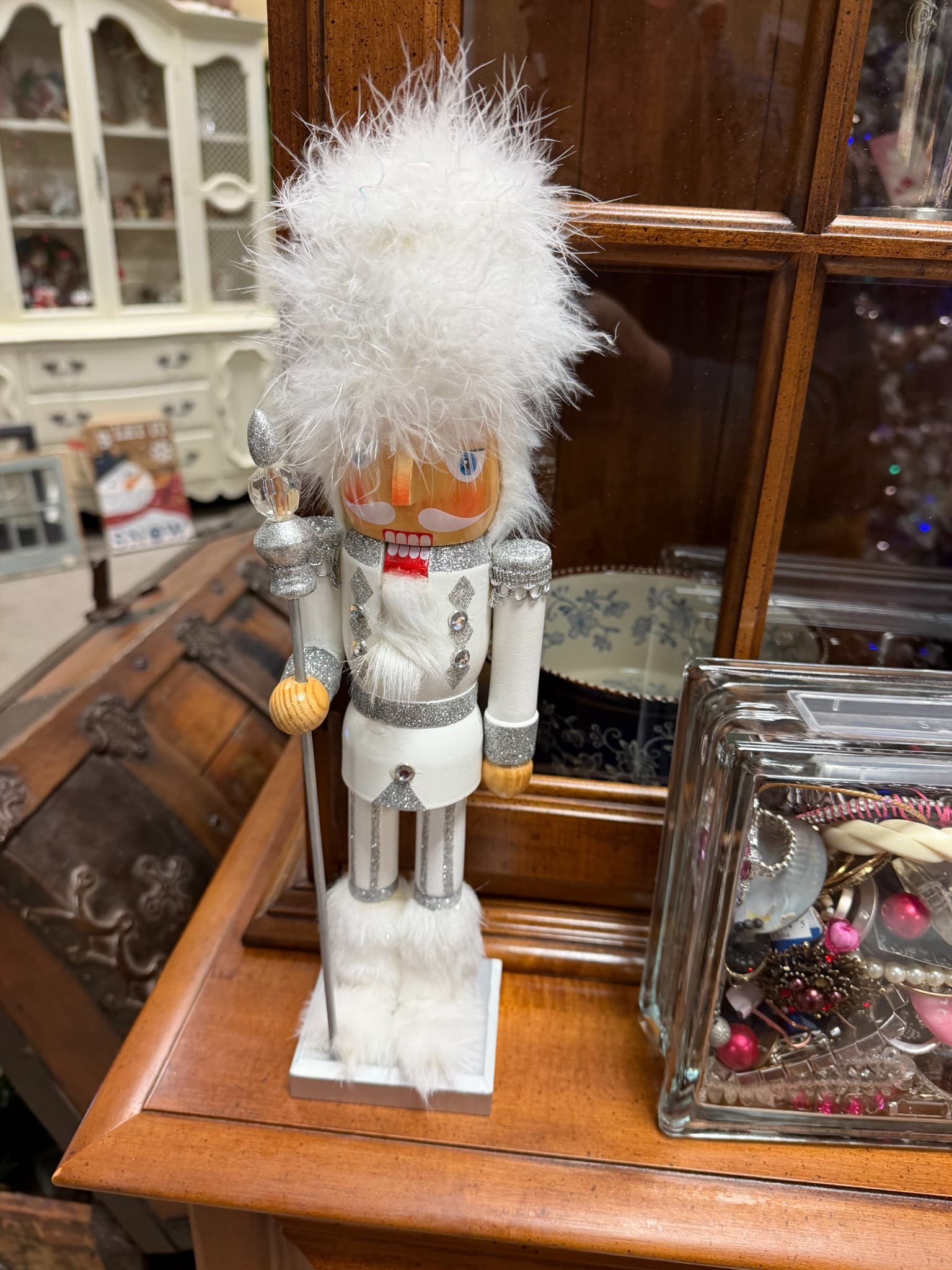 White and Silver Nutcracker Figurine - Image 1