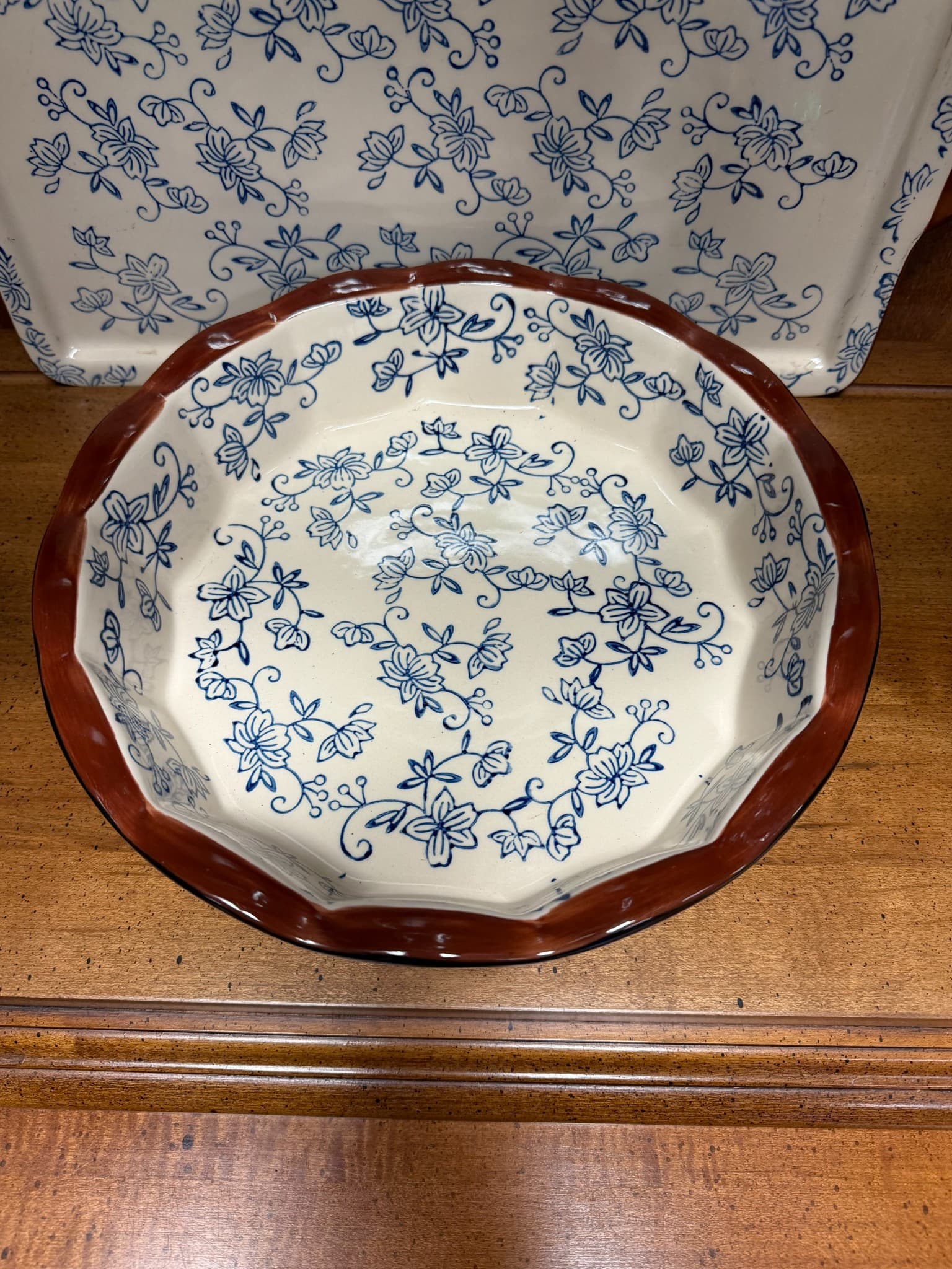 Floral Ceramic Pie Dish - Image 1