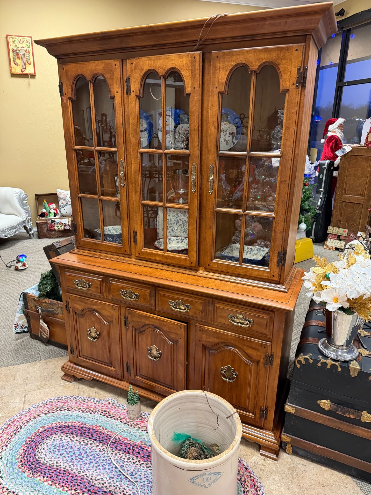Vintage Wooden China Cabinet - Image 1