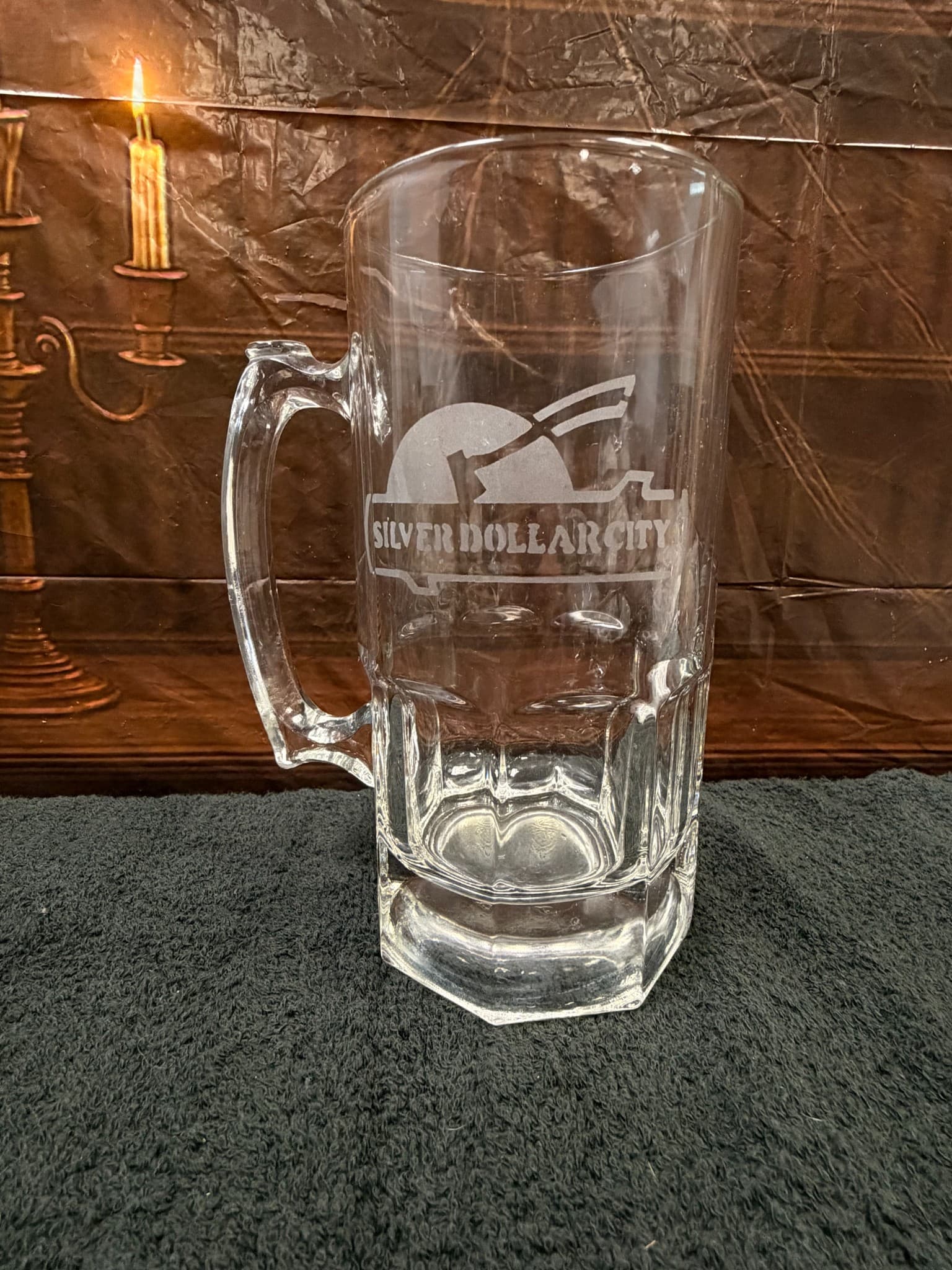 Silver Dollar City Etched Glass Beer Mug - Image 1