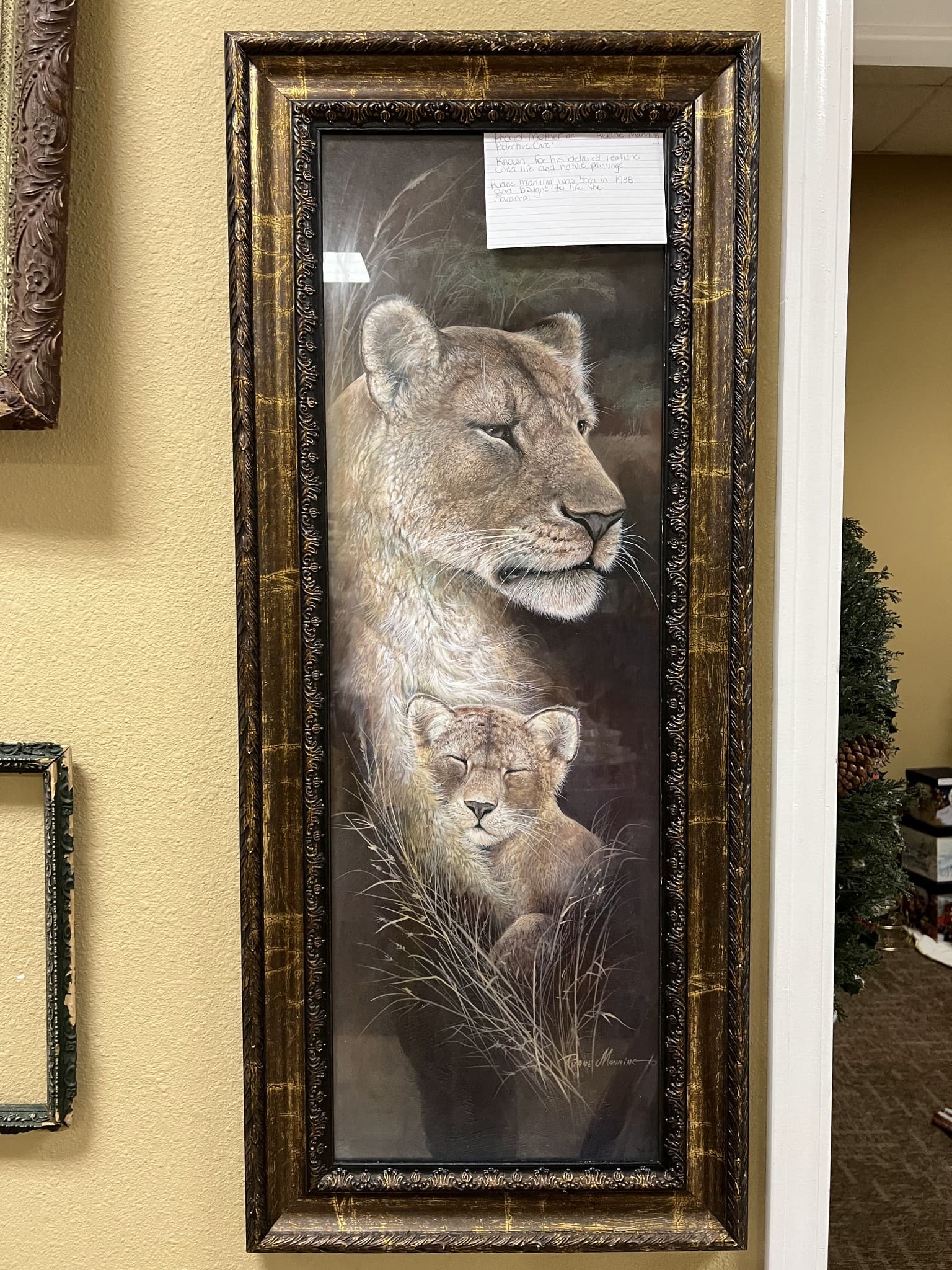 Framed Lion and Cub Print - Image 1
