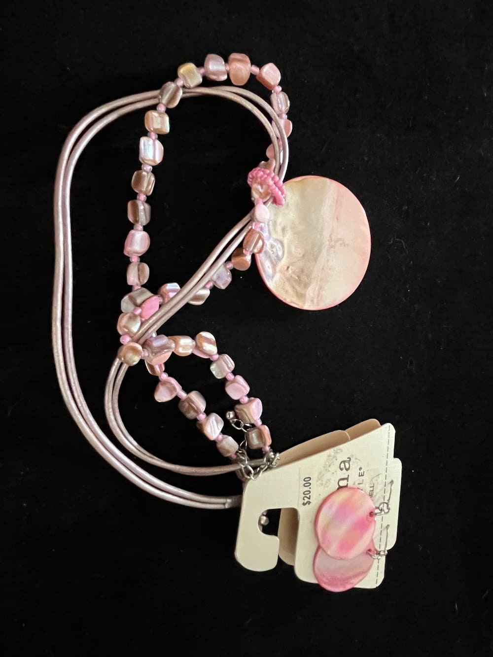 Pink Shell and Bead Necklace with Pendant