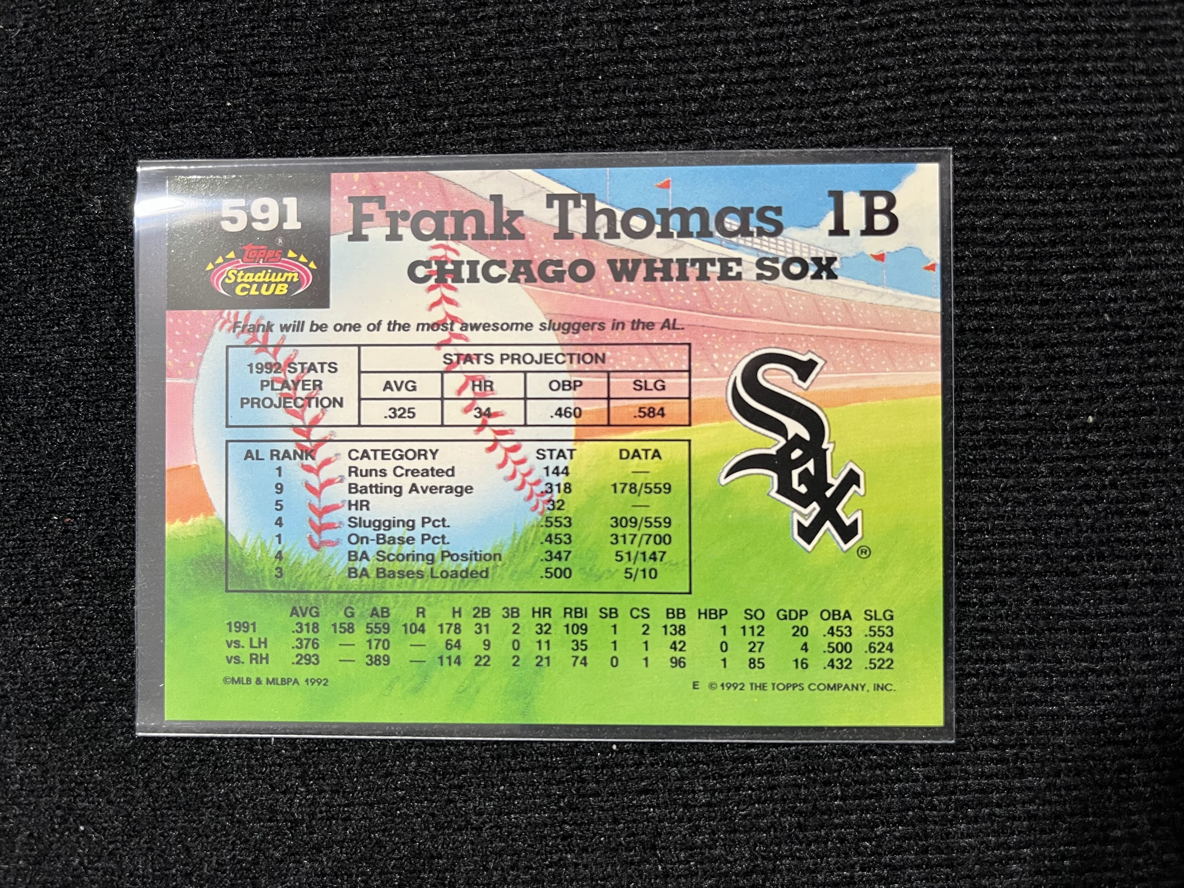 1992 Topps Stadium Club Frank Thomas #591 - Image 1