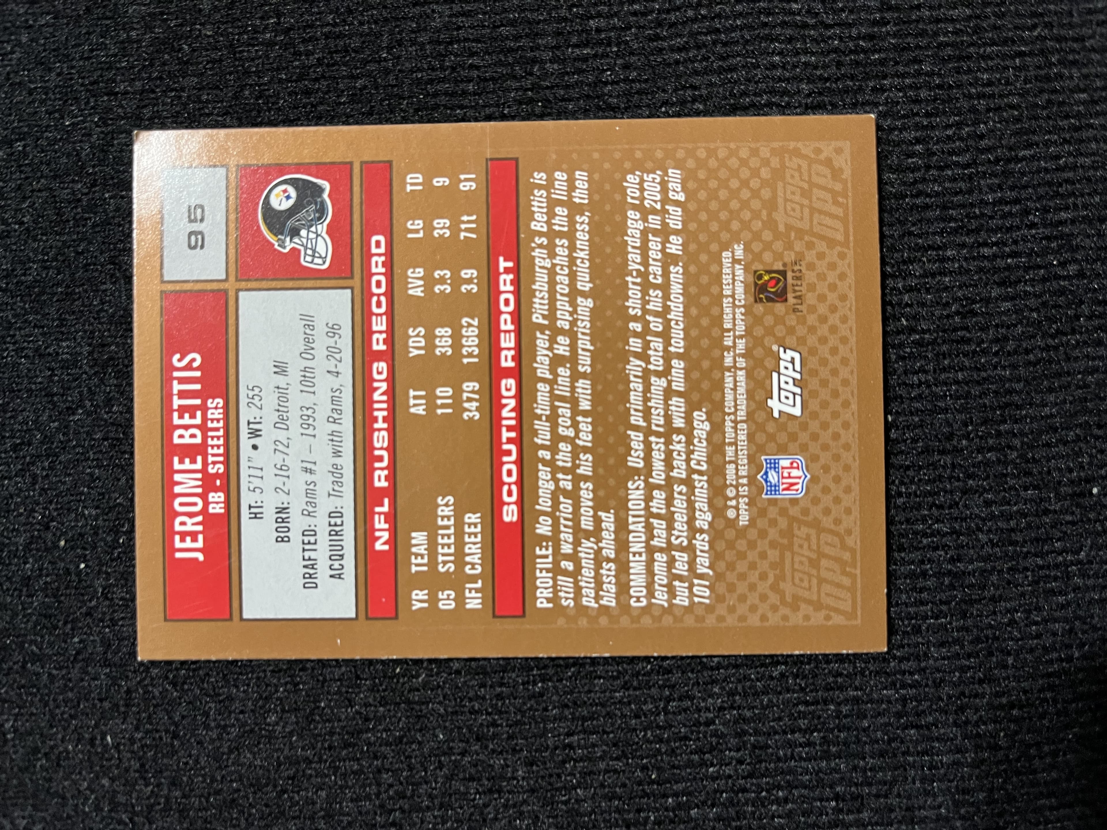 2005 Topps Jerome Bettis #95 - Image 1